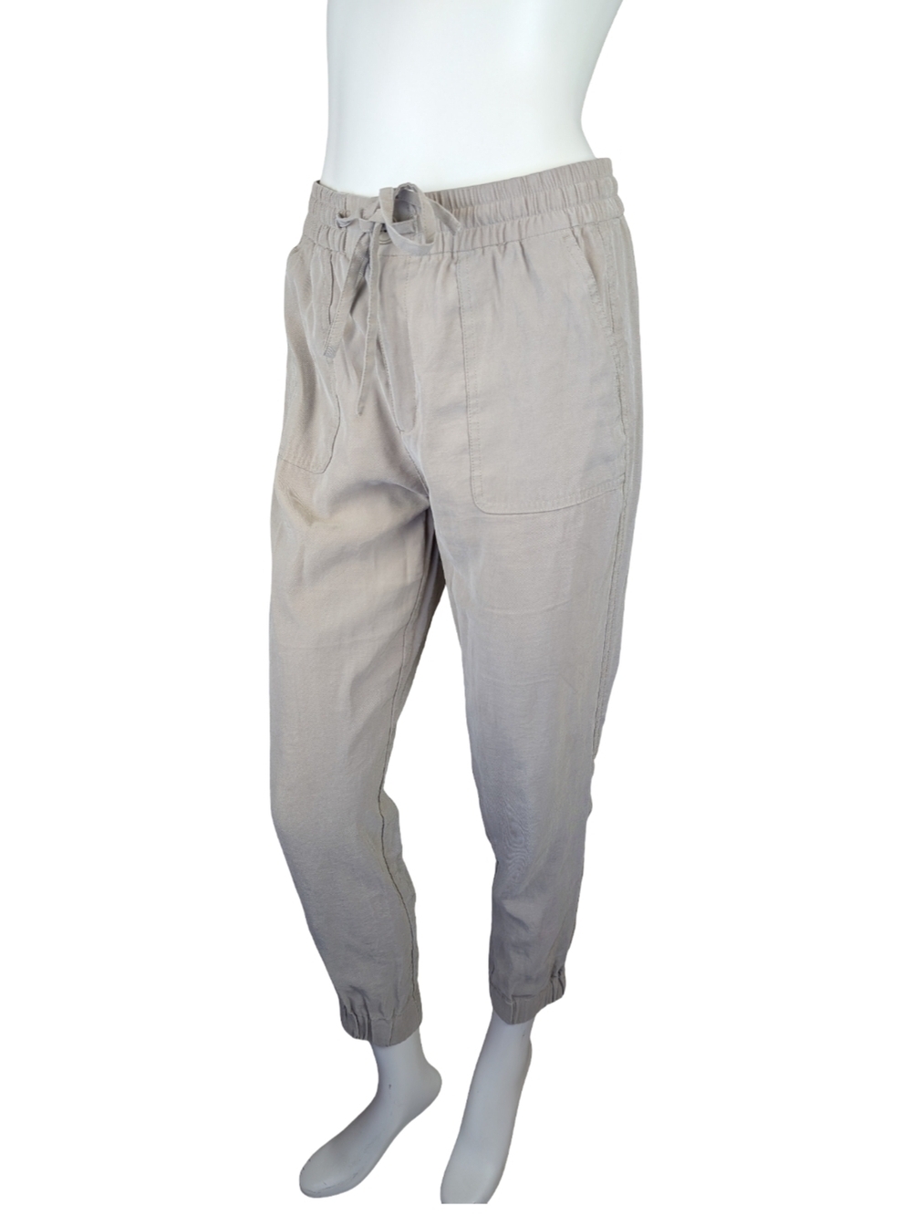 Tahari Tapered Pants Neutral Rayon Blend Elastic Waist Small | Boho Coastal